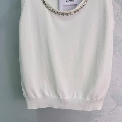 26ss Beaded Neckline Knit Vest