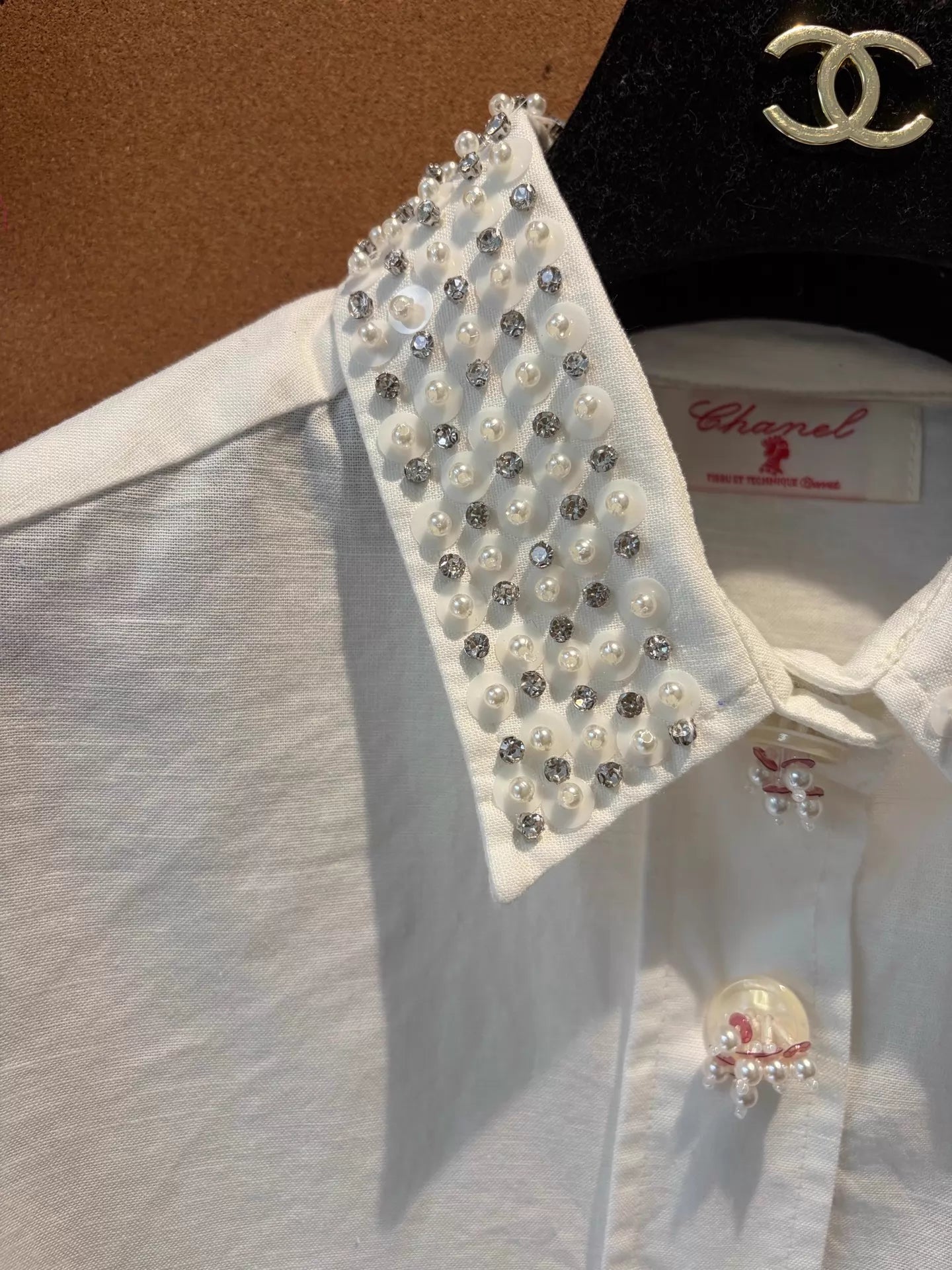 26ss Beaded cotton-linen shirt