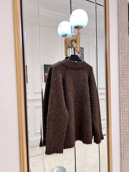 Raccoon fleece blend knit cardigan