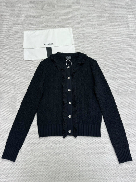 Ruffled Knit Cardigan/belted shorts