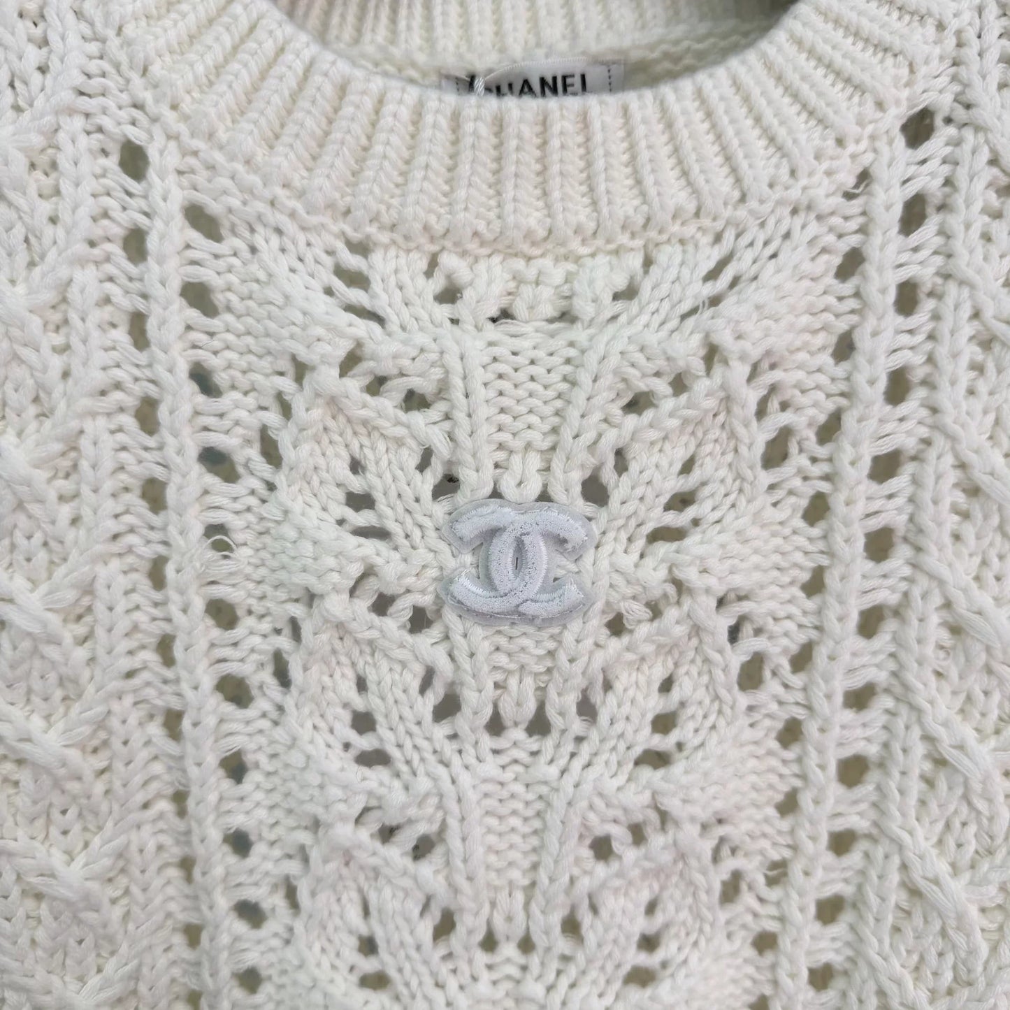 Openwork Knit Sleeveless Vest