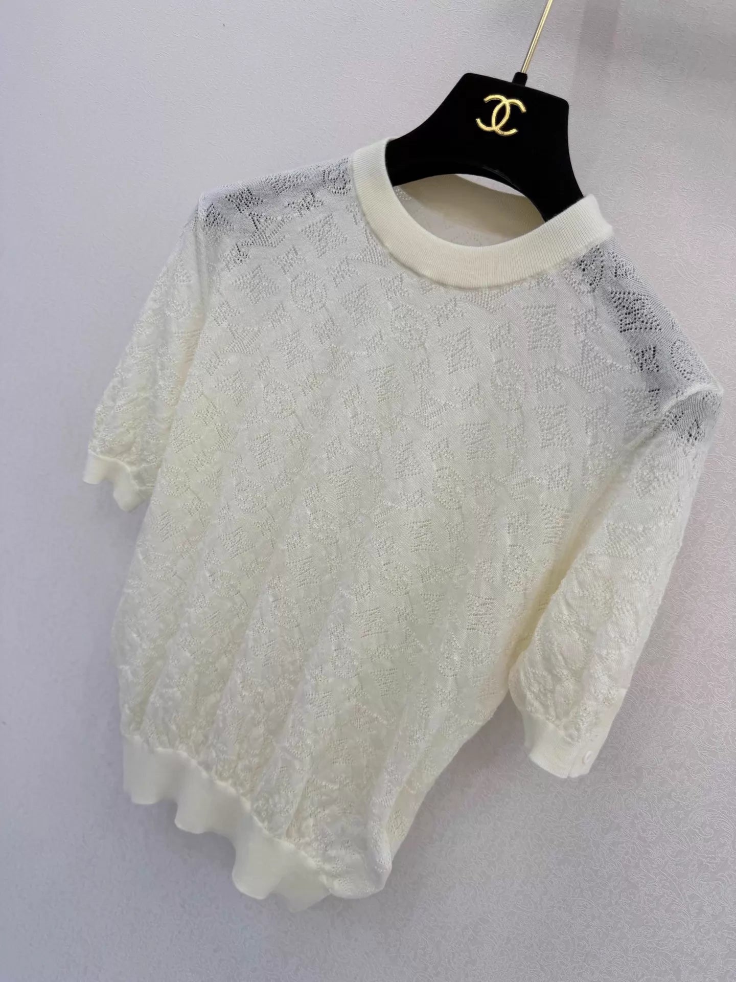 26ss Hollow-out logo knit short sleeve