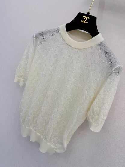 26ss Hollow-out logo knit short sleeve
