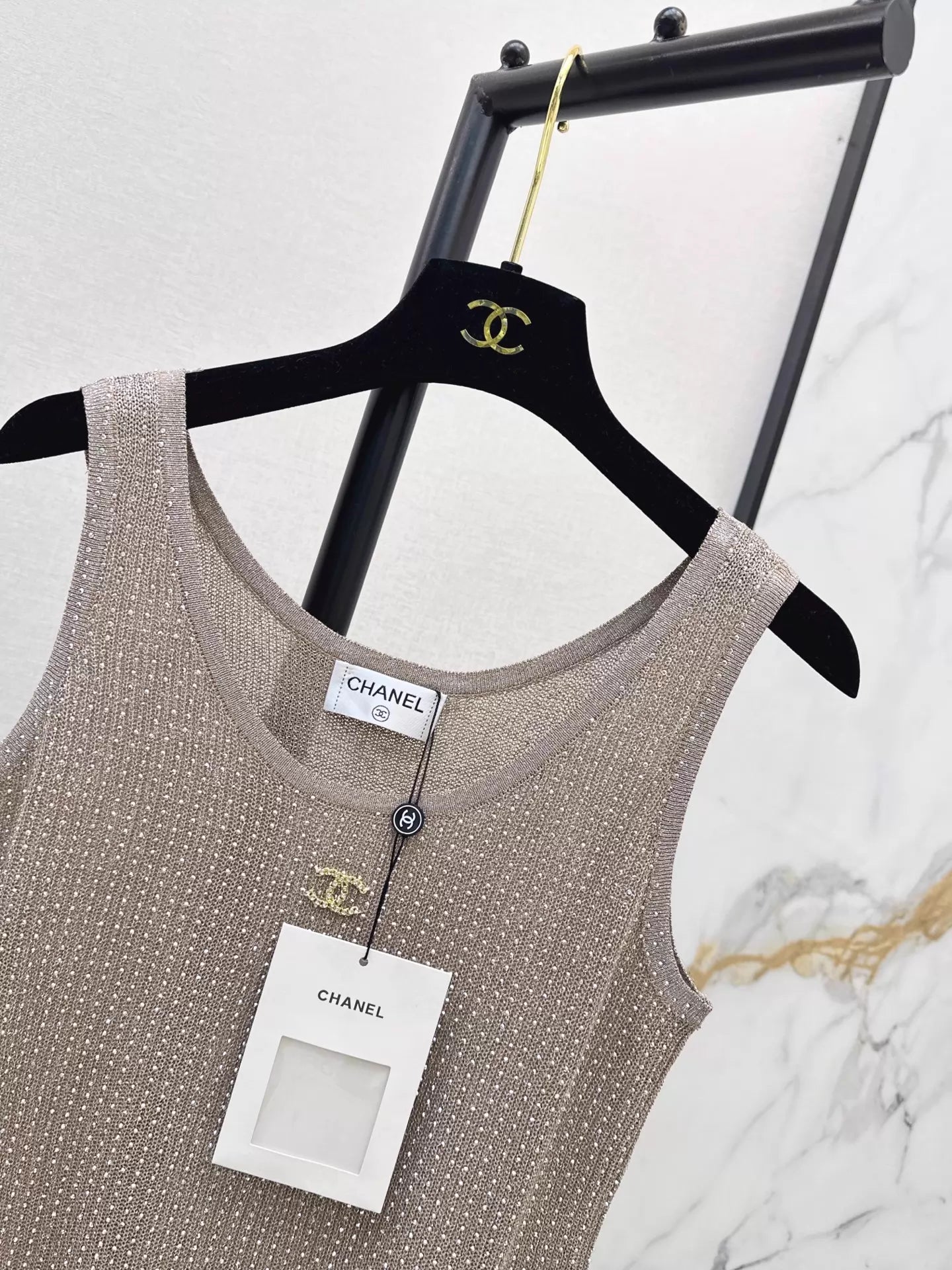 26ss Rhinestone Craft Knit Vest