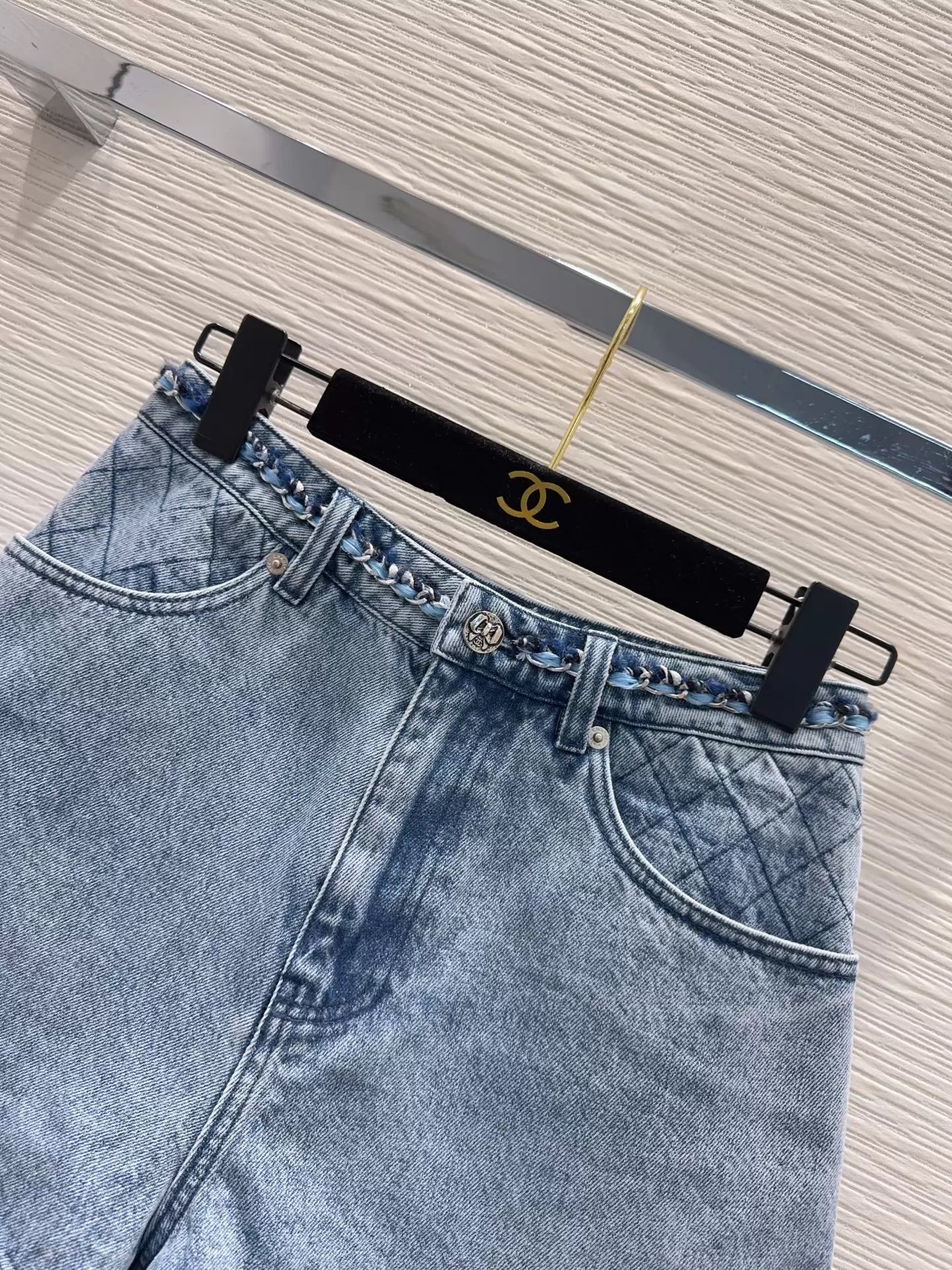 woven denim shorts