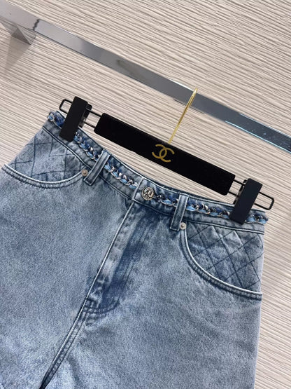 woven denim shorts