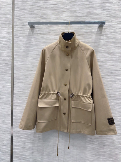 26New Long-Sleeve Windbreaker with Pockets and Drawstring