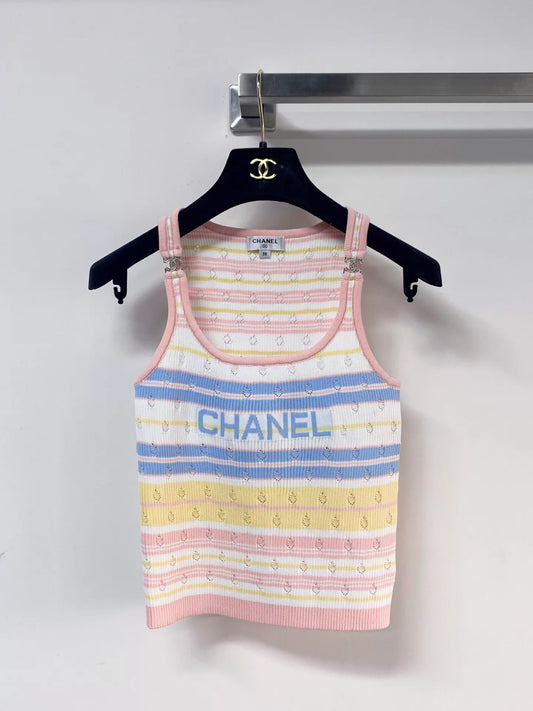 26ss Colorful Striped Knitted Vest