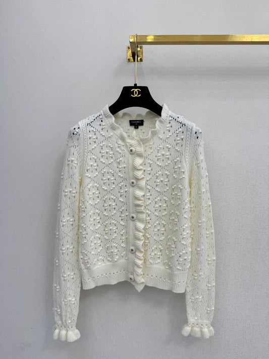 26ss Hollow-out Alpaca Wool Cardigan