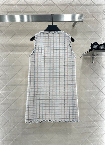 25fw Woven dress with tied edges, vest skirt