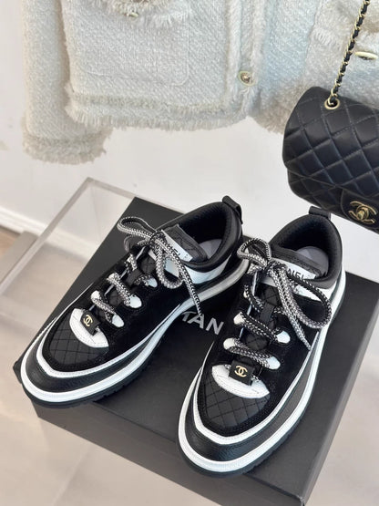 Retro Diamond Pattern Panda Sneakers