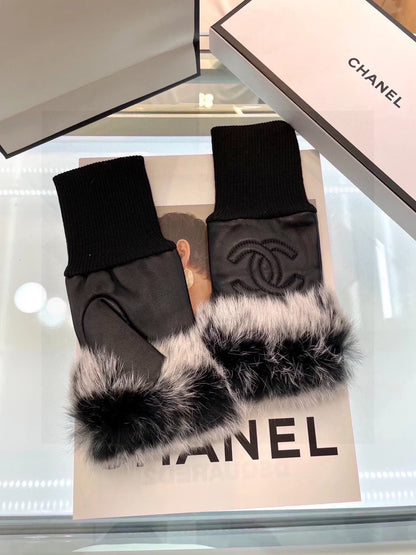 Short lazy rabbit fur gloves