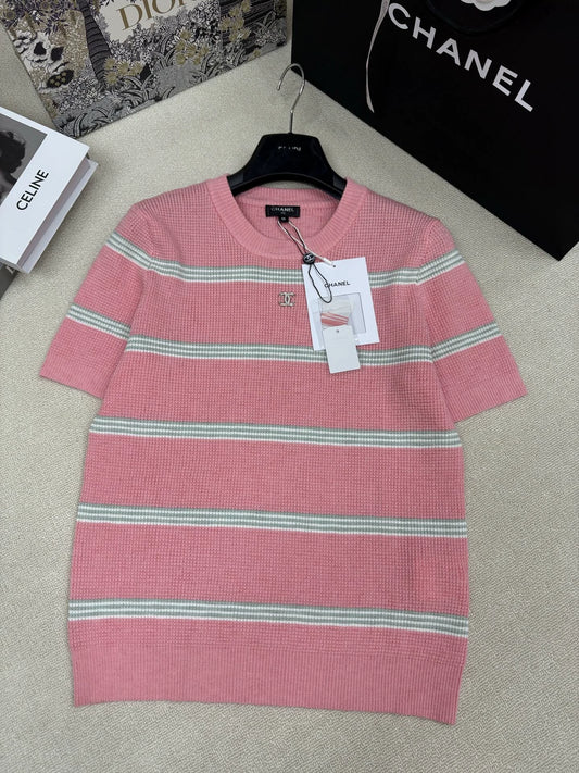 26ss Striped logo T-shirt