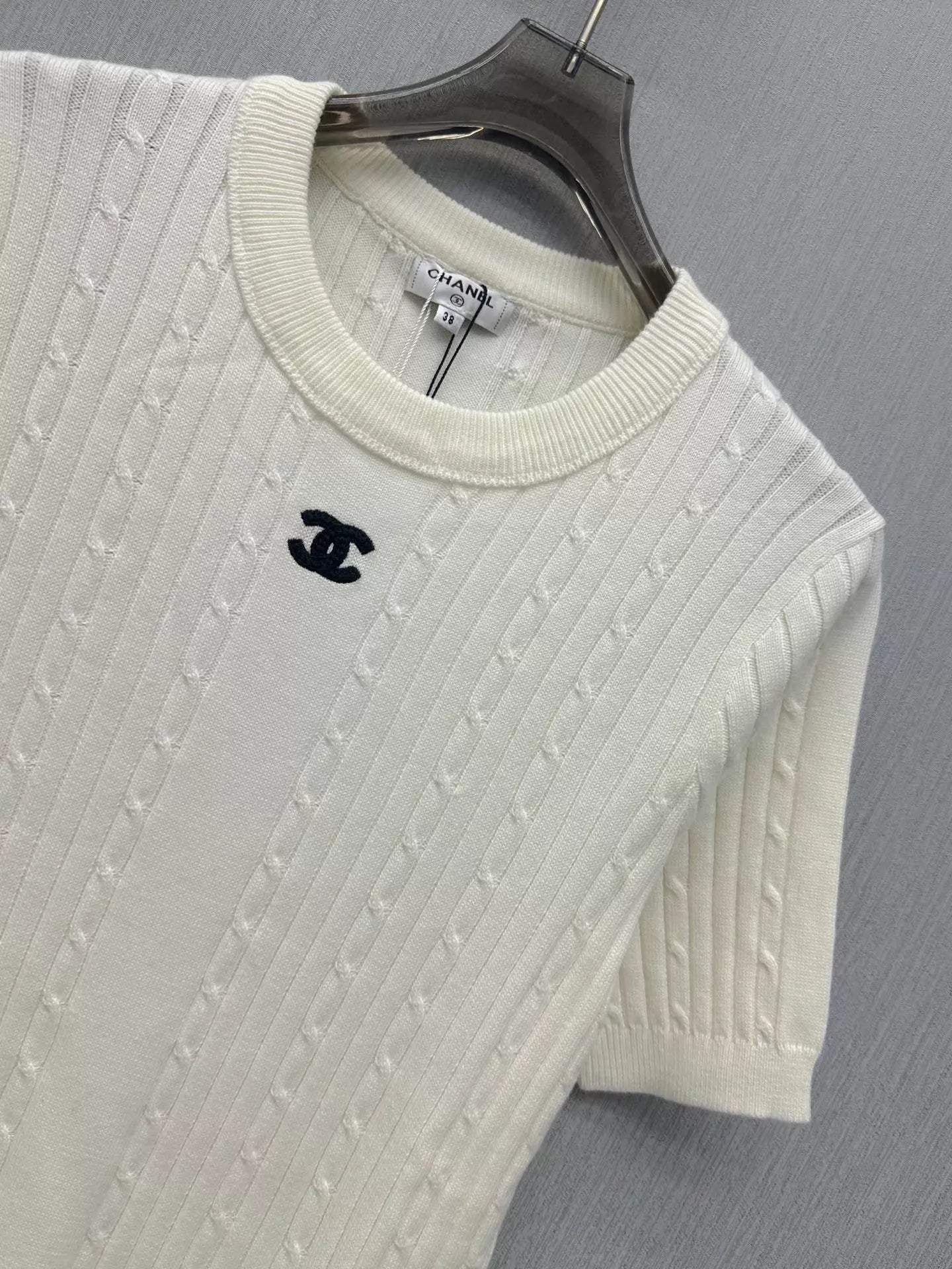 26ss Hollow-out logo lace T-shirt