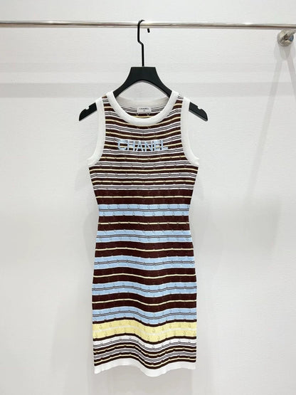 26ss Striped letter vest dress