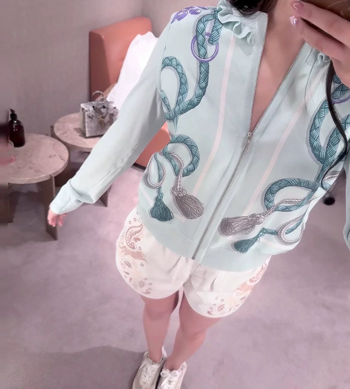 Rope jacquard cardigan