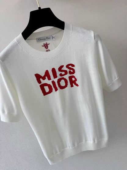 26ss Letter Embroidery Knit T-Shirt