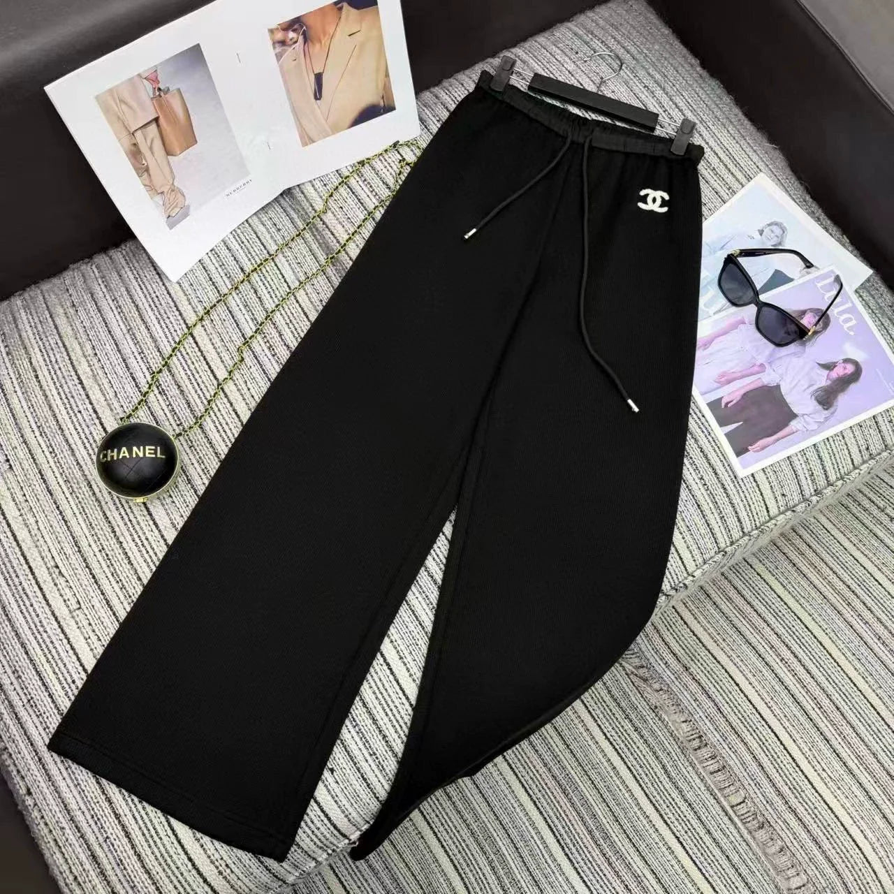 Wool knitted straight leg pants