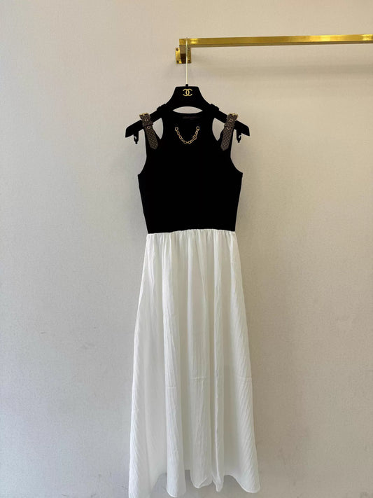 Color-blocked sleeveless dress