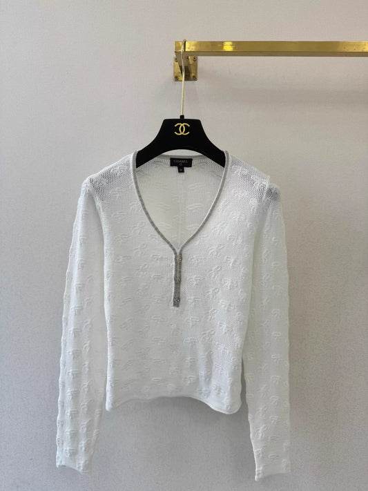 V-neck knit top