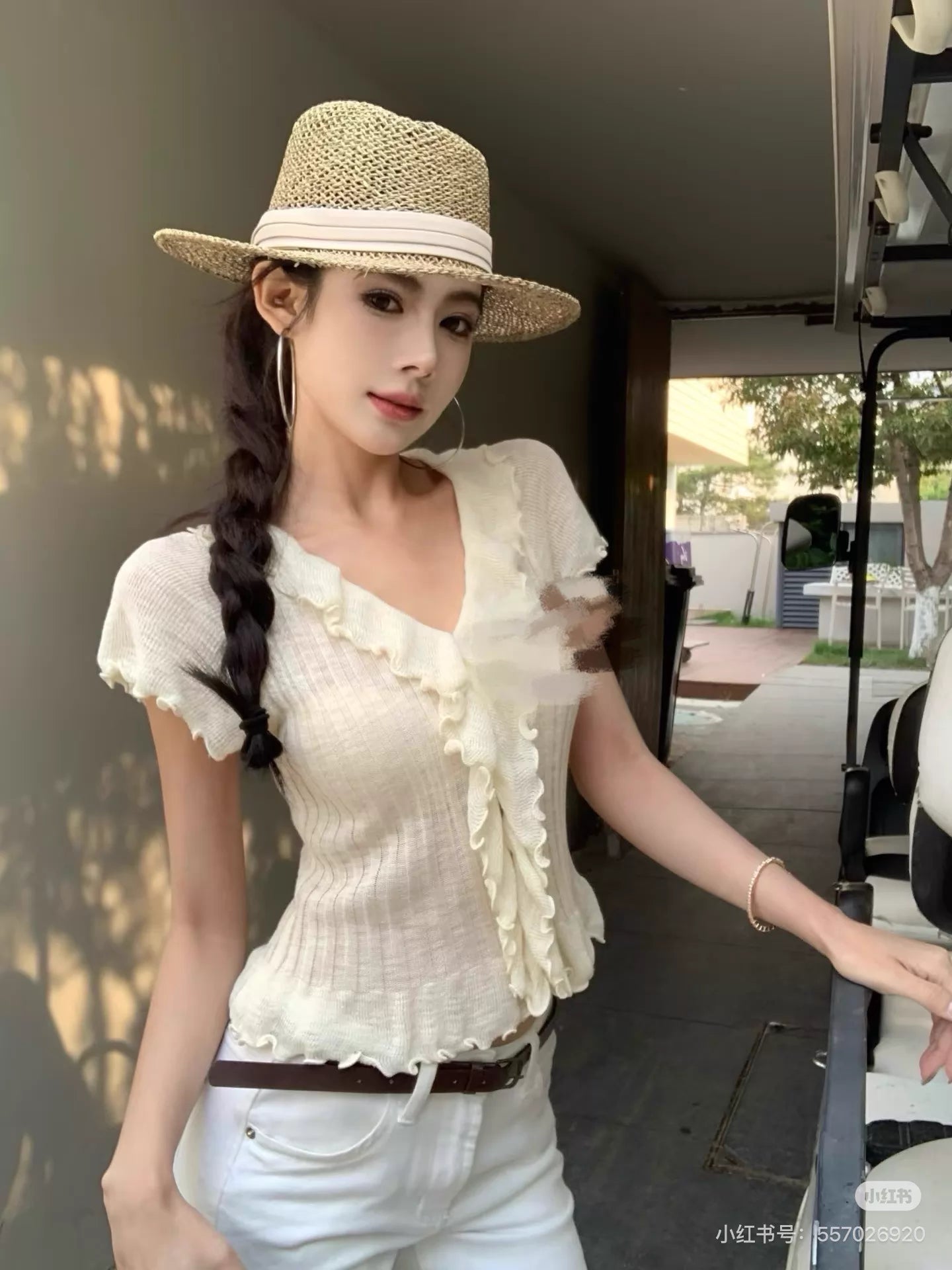 26ss V-neck letter short-sleeved shirt