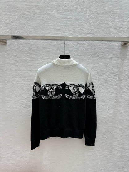 Color blocked knitted pullover sweater