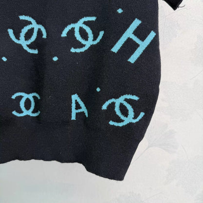 Letter Knit Short-Sleeve T-Shir
