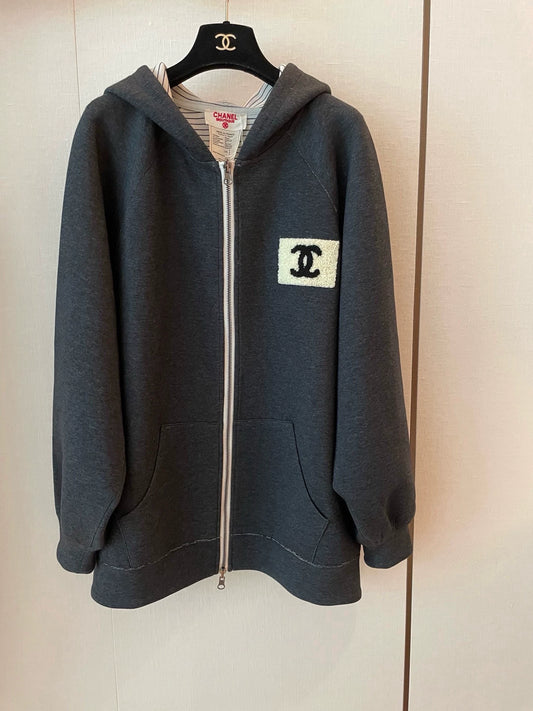 Zippered Hooded Sweatshirt