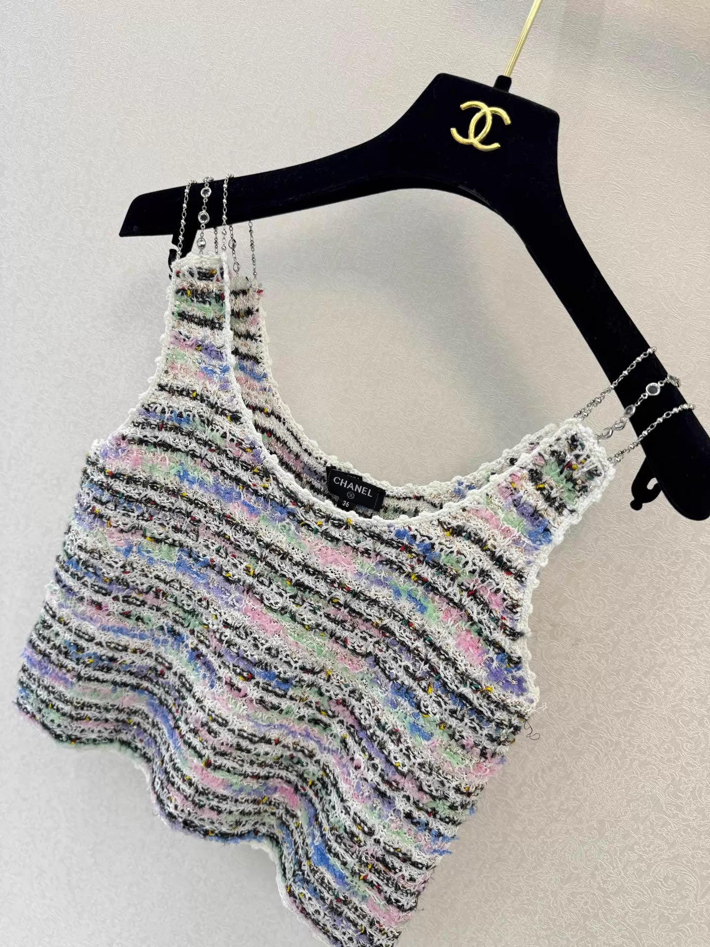 Colorful Tweed Chain Vest