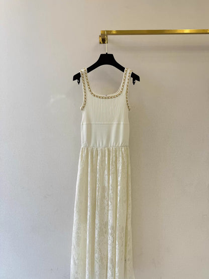 Lace-trimmed Knit Dress