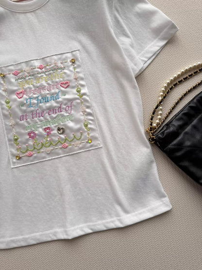 26ss Letter Embroidery T-Shirt