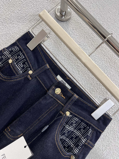 Pocket color-blocked straight leg pants