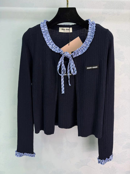 Ruffled Knit Cardigan