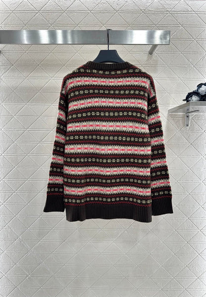 25fw Striped snowflake sweater