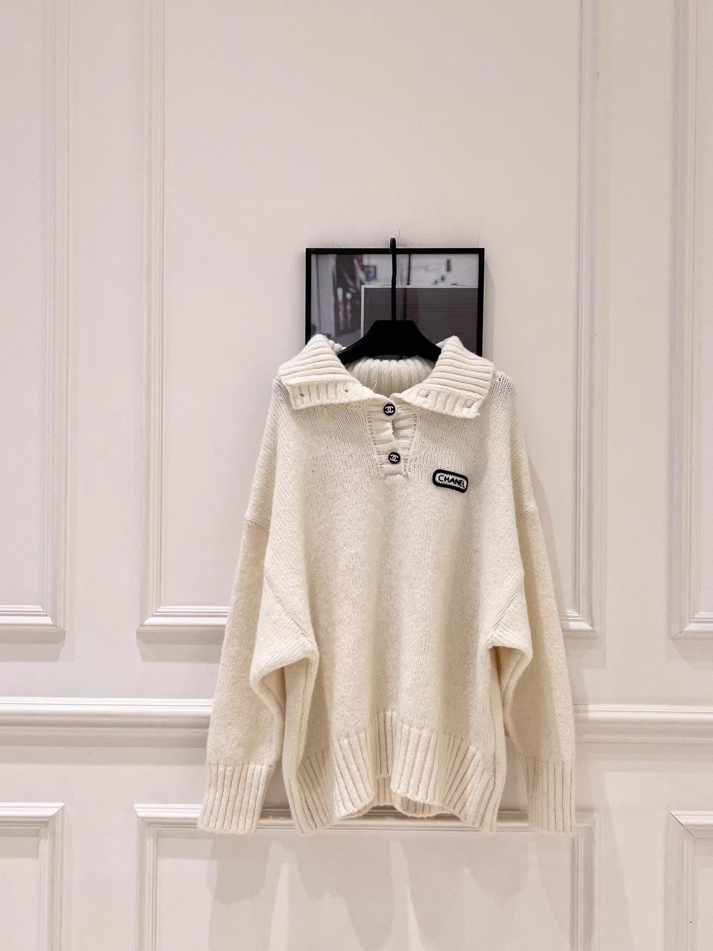 Polo collar knit sweater