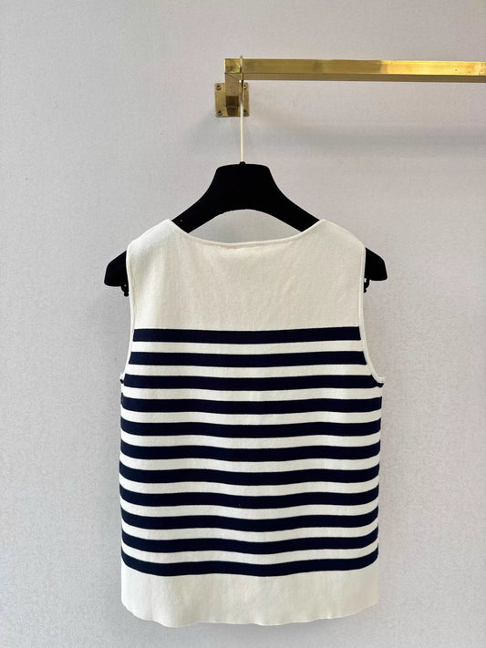 26ss Striped Sleeveless Knit Vest