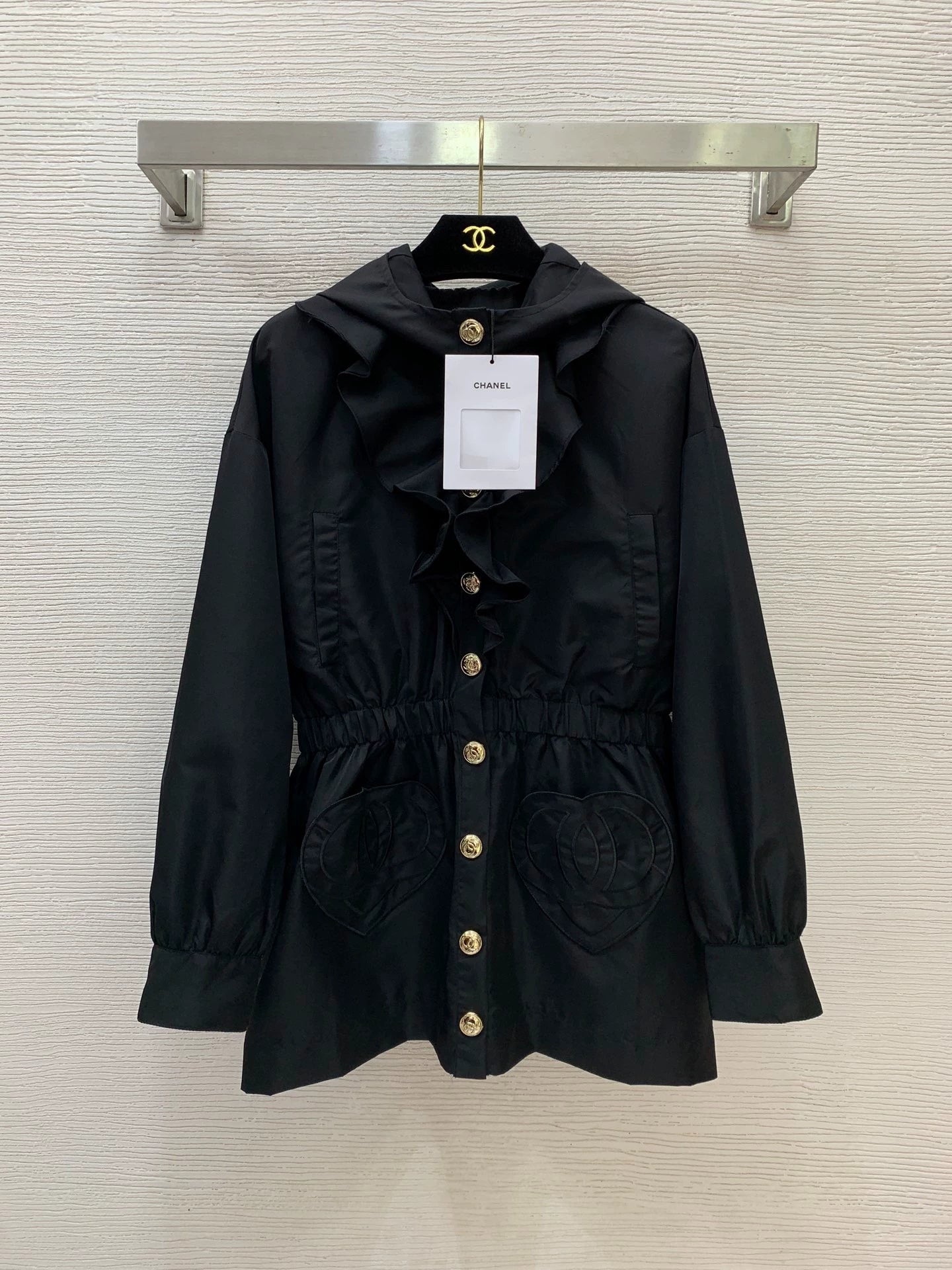 26ss Ruffled Hooded Nylon Jacket