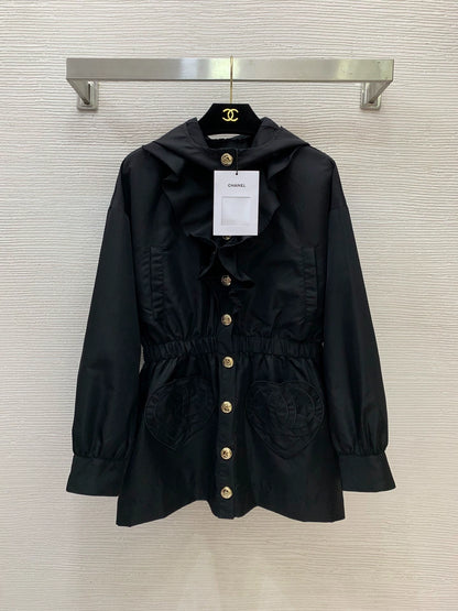 26ss Ruffled Hooded Nylon Jacket