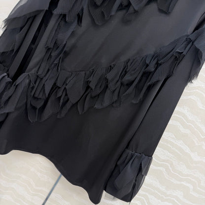 26ss 3D Feather Silk Satin Top