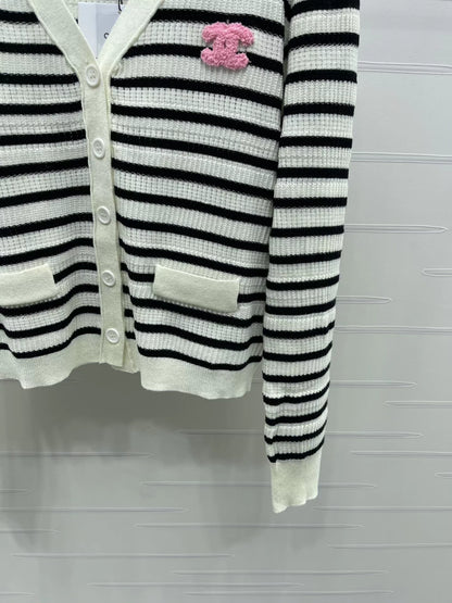Striped V-neck Cardigan