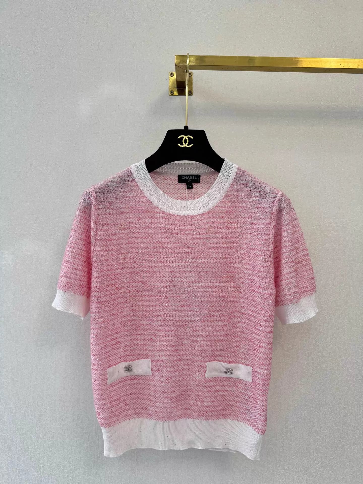 26ss Pink Knit Short-Sleeve T-Shirt