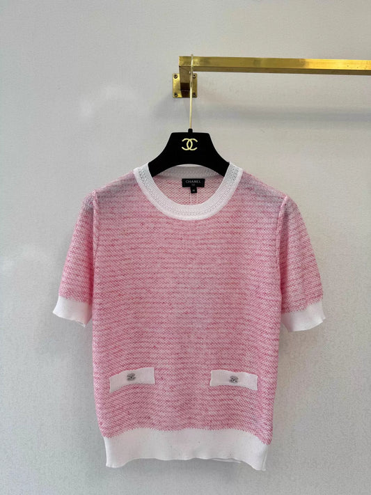 26ss Pink Knit Short-Sleeve T-Shirt