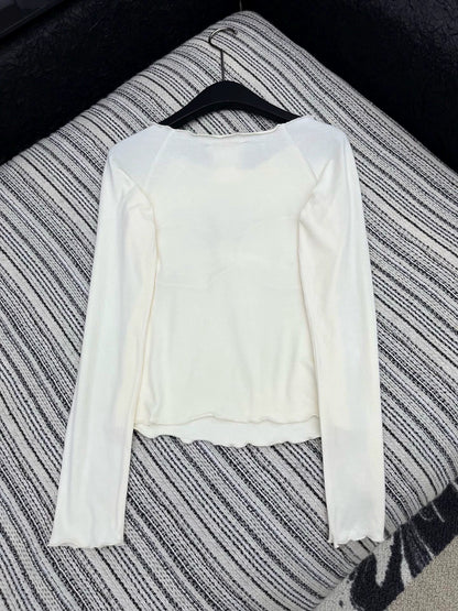 Pearl decoration versatile base shirt