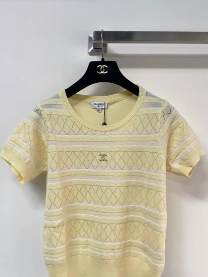 26ss Hollow-out logo short-sleeved shirt