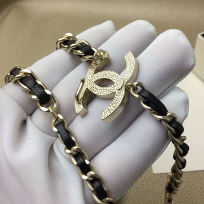 Black and Gold Leather Chain Waist Chain