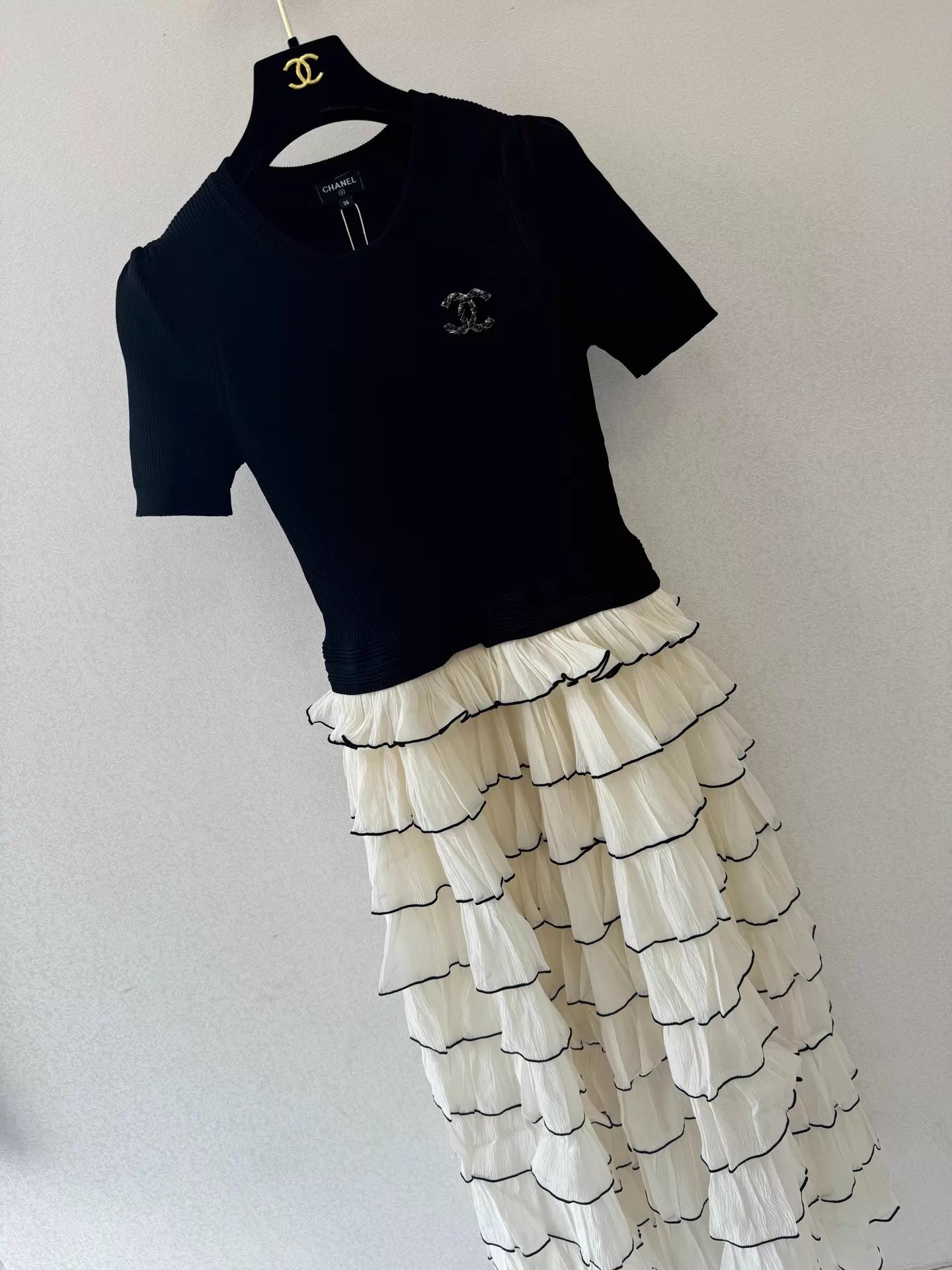 26ss Faux Two-Piece Patchwork Dress