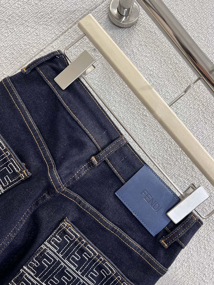 Pocket color-blocked straight leg pants