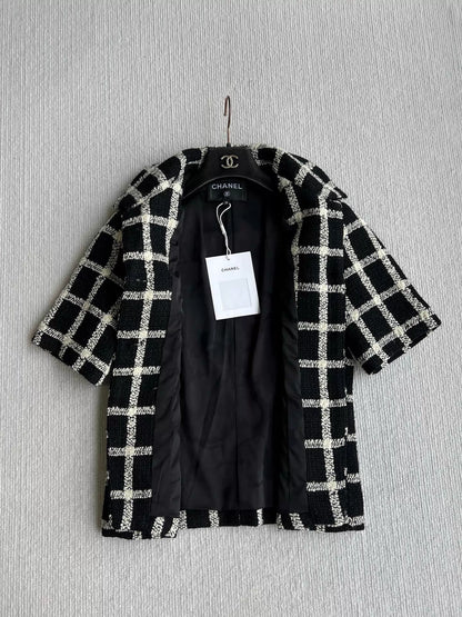 26ss French plaid tweed T-shirt/Skirts