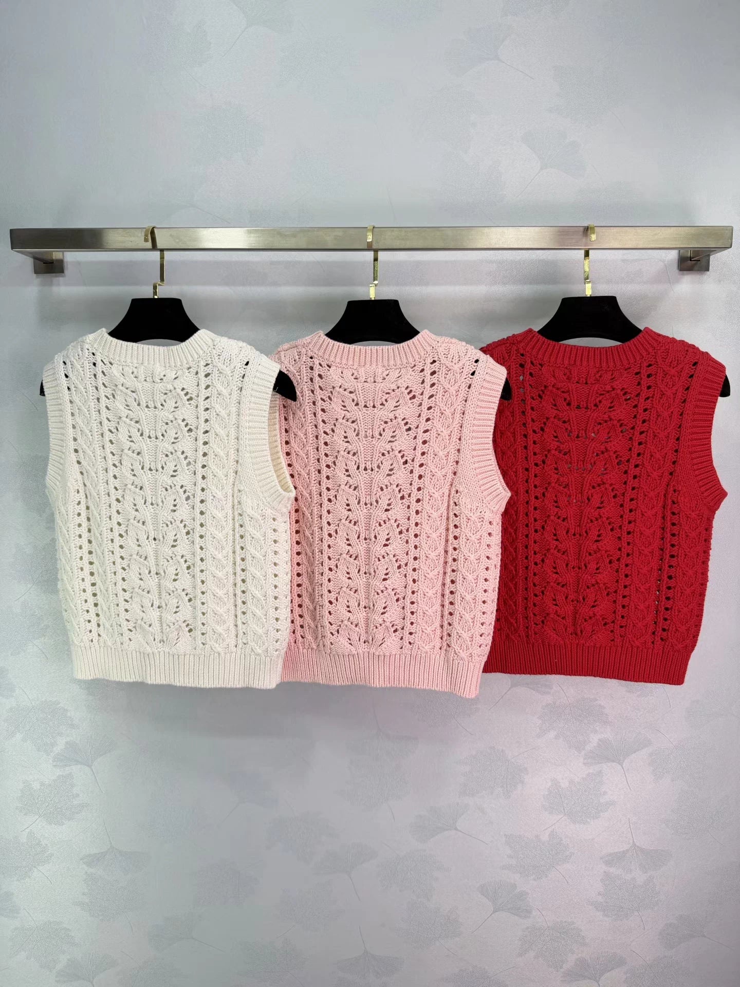 Openwork Knit Sleeveless Vest
