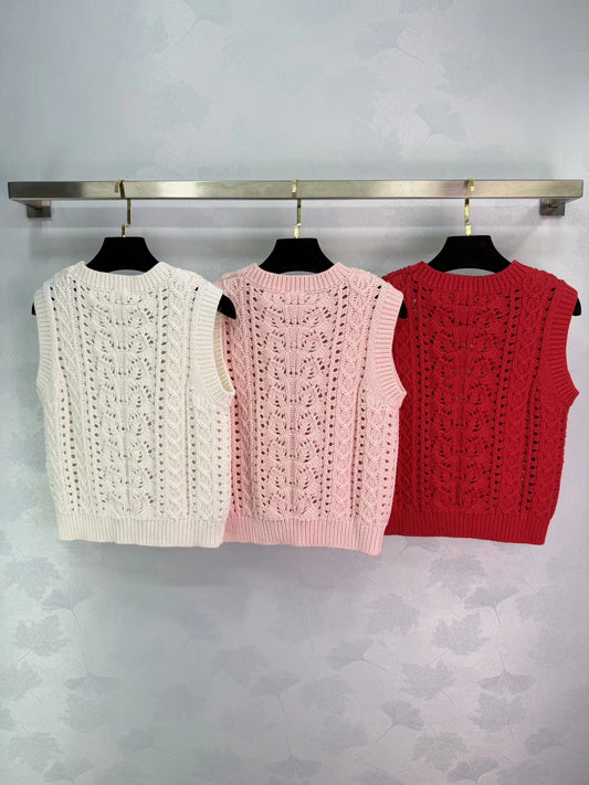 Openwork Knit Sleeveless Vest